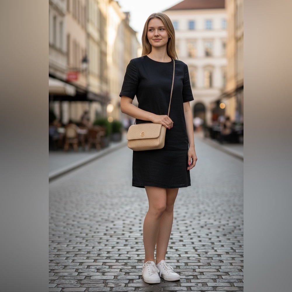 Beige Woven Crossbody Bag
